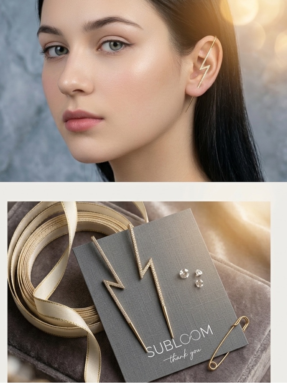 (2) Subloom Rhinestone Ear Wrap Crawler
Lightning Bolt Earring Pair NEW - Picture 2 of 7